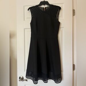 Ted Baker London Eleese Mesh Detail Skater Dress, Black, Size Ted 3 (US 8/UK 12)